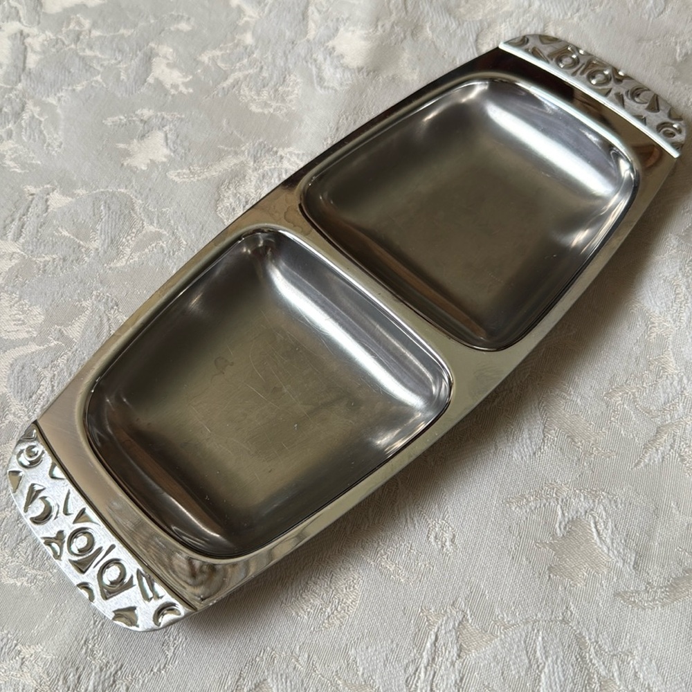 Vtg Alessi Italy INTERNATIONAL STAINLESS 18-8 Steel 4057 Divided Relish Dish MCM